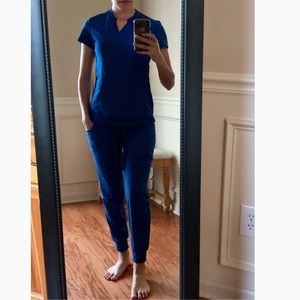 Royal blue jogger scrubs Set